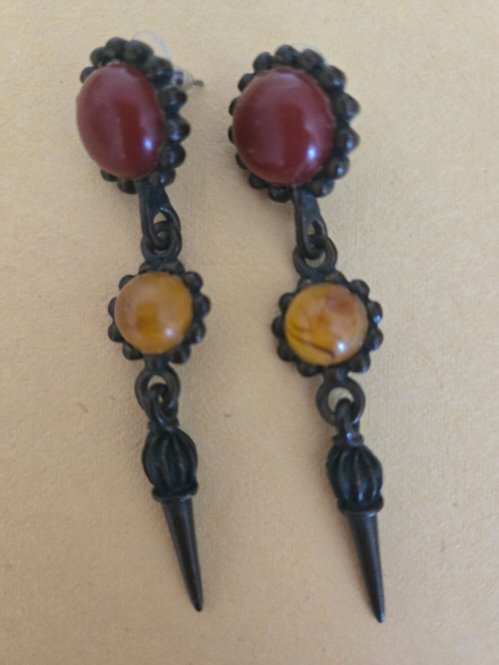 Stunning Antique Amber Dangle Earrings